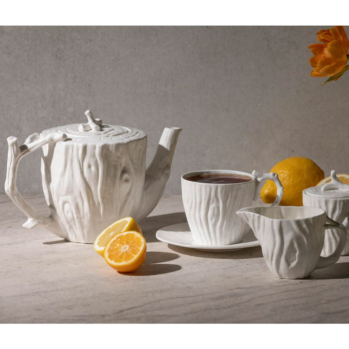 Willa White Faux Bois Teapot Porcelain