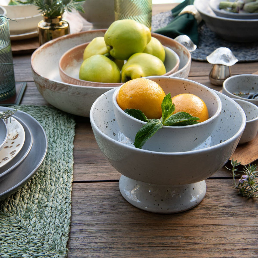 Wilson White Salt Glaze Footed Serving Bowl Stoneware Large Pack/2