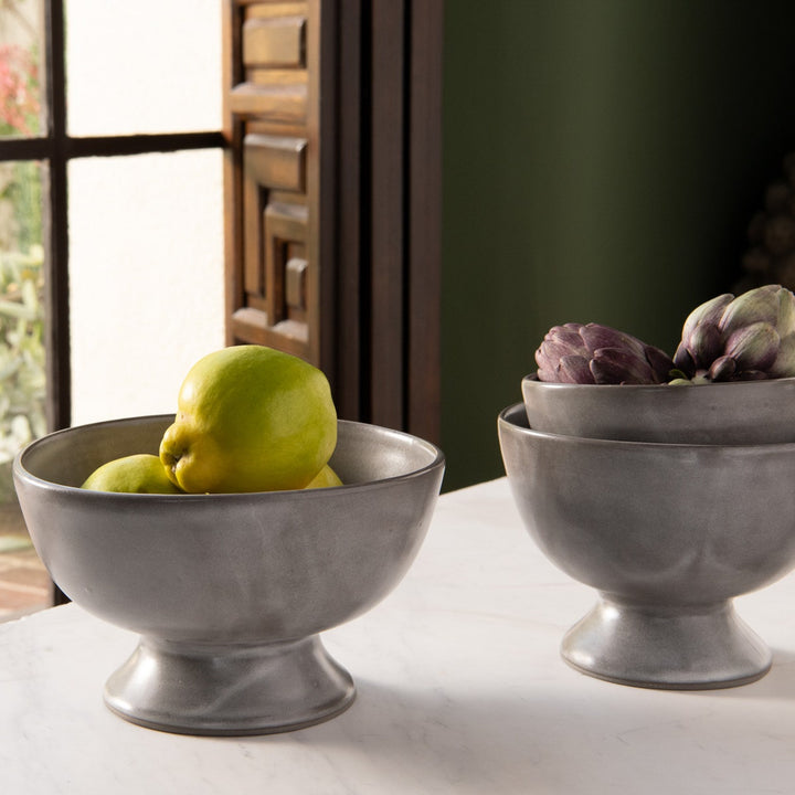 Wilson Cement Glaze Footed Serving Bowl Stoneware Medium Pack/2