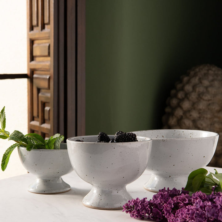 Wilson White Salt Glaze Footed Serving Bowl Stoneware Small Pack/2