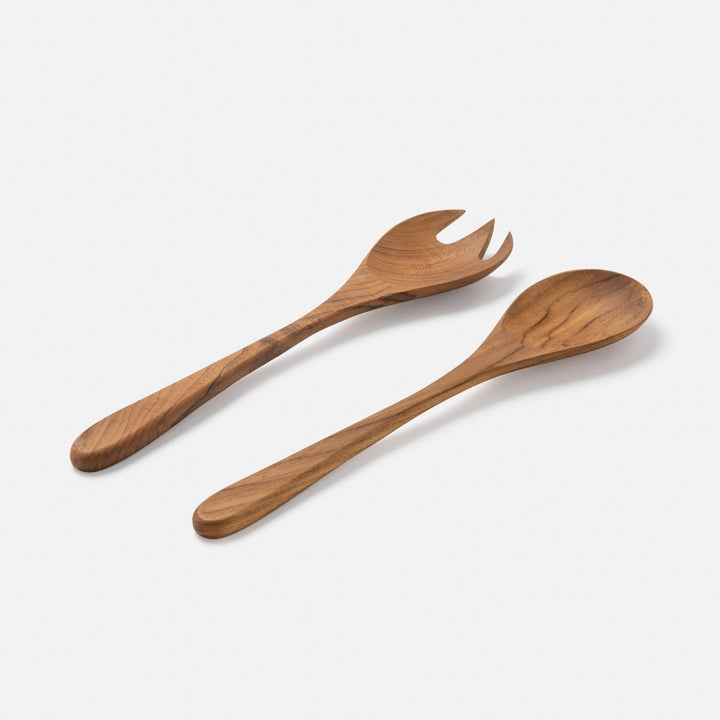 Aldwin Natural Teak Serving Set 2-Piece Set: Serving Spoon Serving Fork