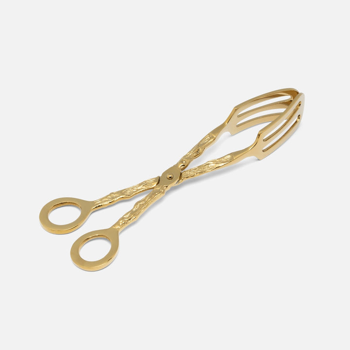 Arbor Polished Gold Twig Serving Tongs Brass Pack/2 Boxed