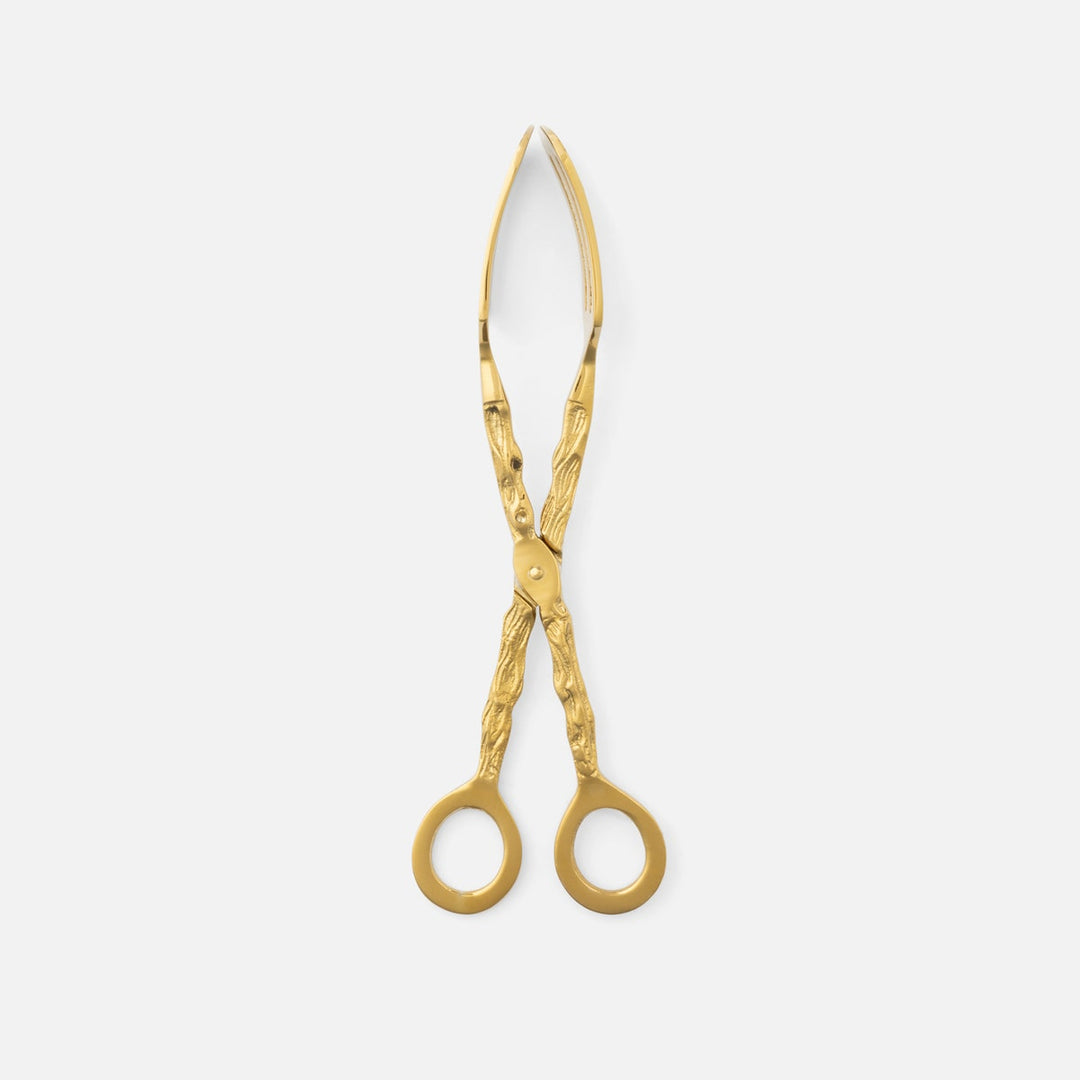 Arbor Polished Gold Twig Serving Tongs Brass Pack/2 Boxed