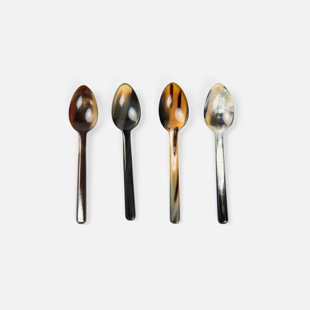 Esmee Small Mixed Black Horn Spoons Set/4
