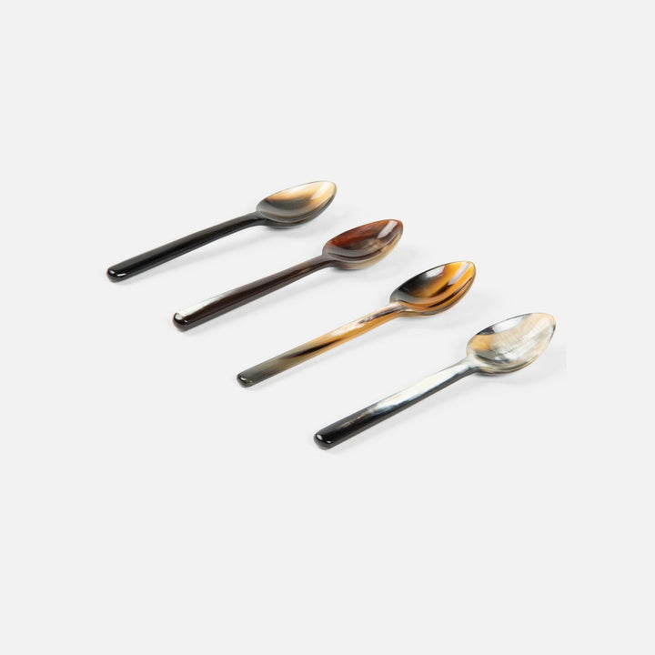 Esmee Small Mixed Black Horn Spoons Set/4