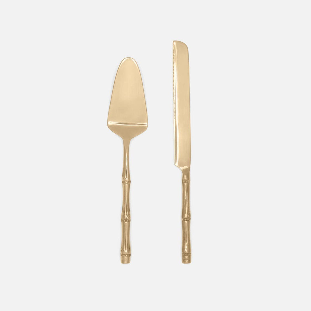 Liliana Polished Gold Cake Serving Set 2-Piece Set: Serving Knife Cake Server