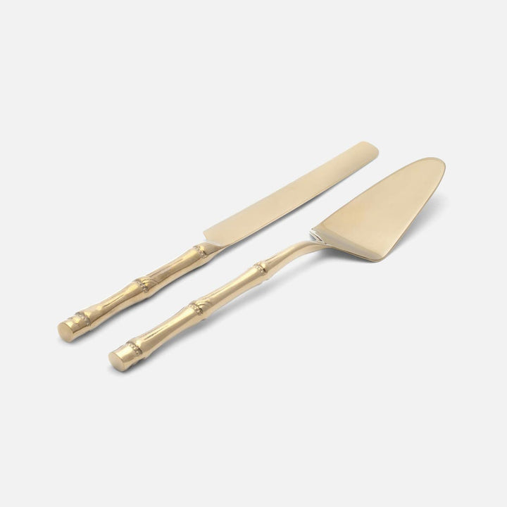Liliana Polished Gold Cake Serving Set 2-Piece Set: Serving Knife Cake Server