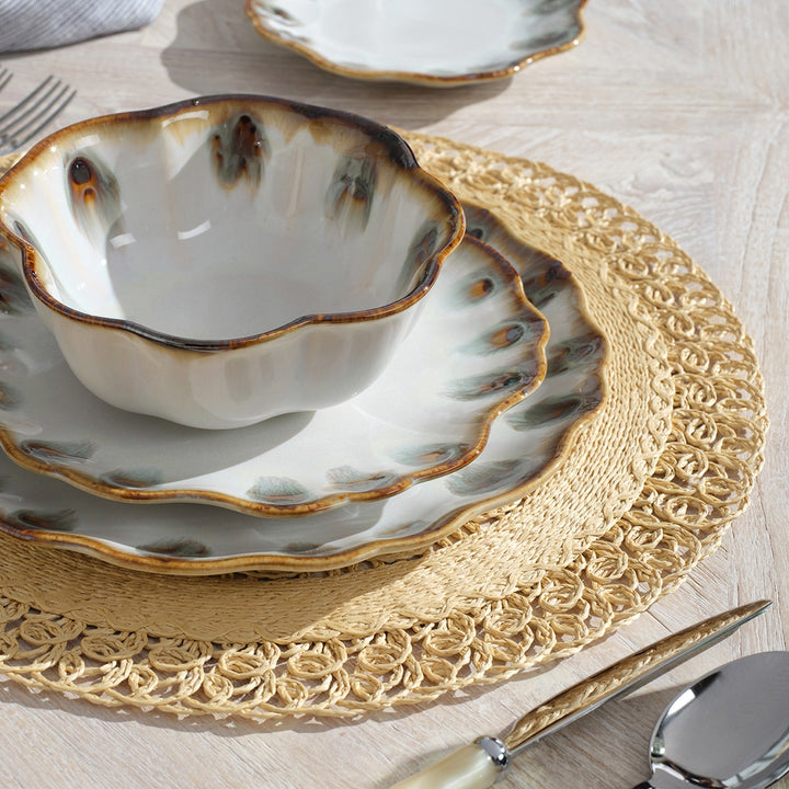 Lulu Ivory/Polished Silver Bamboo 5-Piece Set: Knife Dinner Fork Salad Fork Soup Spoon Tea Sp