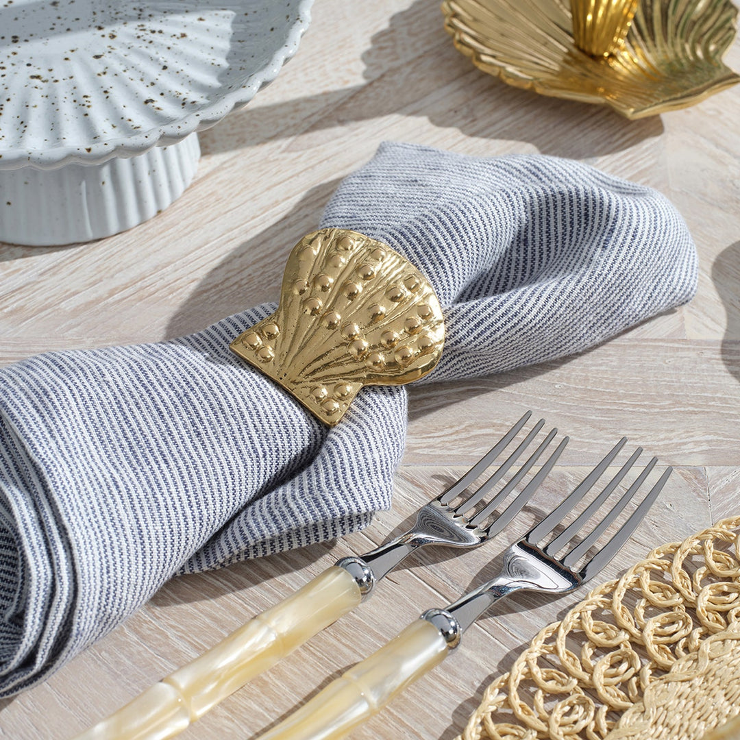 Lulu Ivory/Polished Silver Bamboo 5-Piece Set: Knife Dinner Fork Salad Fork Soup Spoon Tea Sp