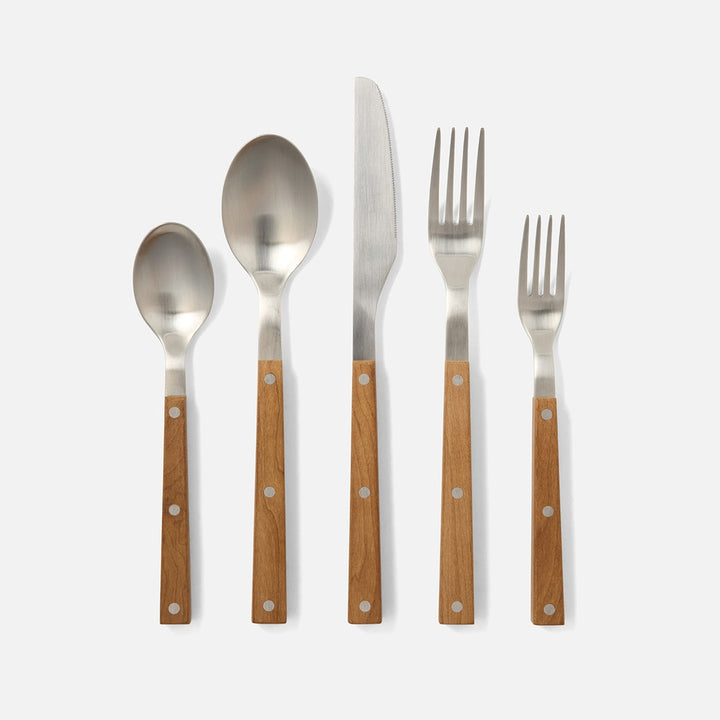 Whitman Natural/Matte Silver 5-Piece Set: Knife Dinner Fork Salad Fork Soup Spoon Teaspoon Ma