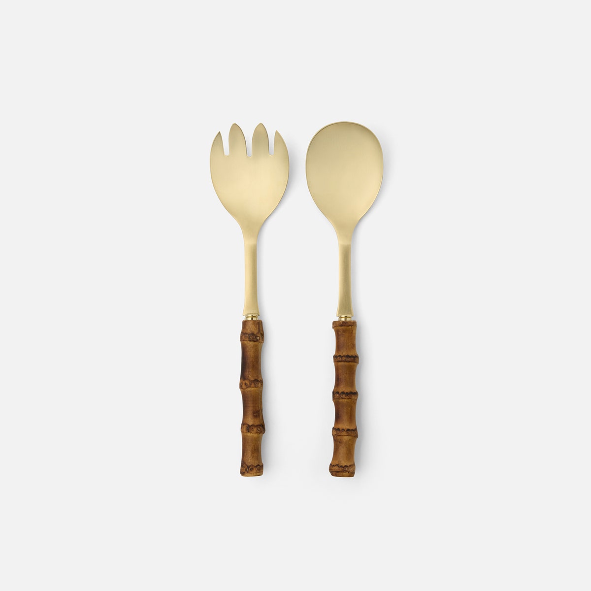 Zoya, Matte Gold/Natural, 2-Piece Set: Serving Spoon, Serving Fork