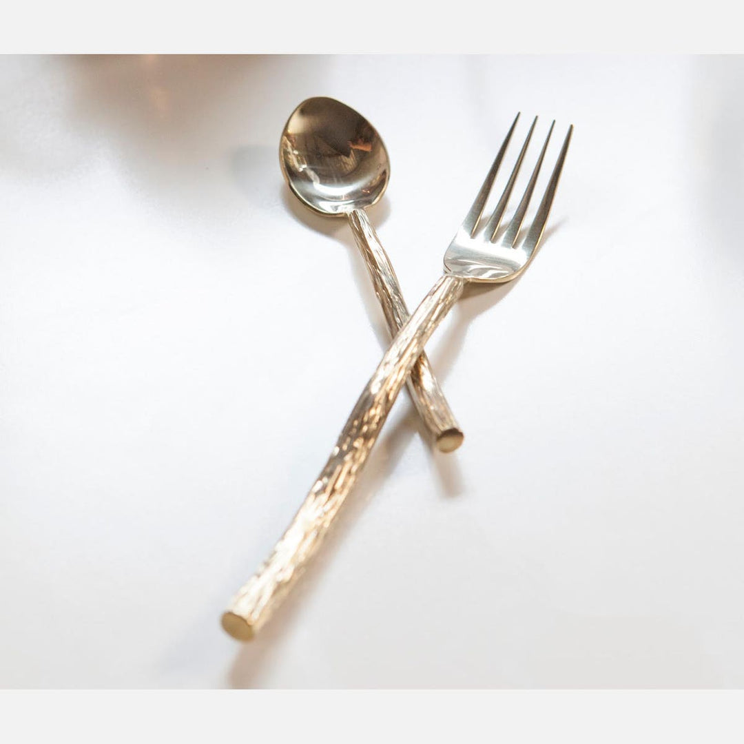 Danele Polished Gold Flatware 5-Piece Set: Knife Dinner Fork Salad Fork Soup Spoon Tea S