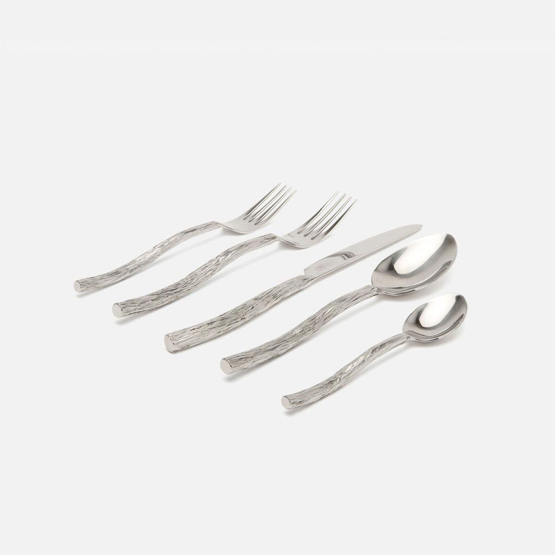Danele Polished Silver Flatware 5-Piece Set: Knife Dinner Fork Salad Fork Soup Spoon Tea S