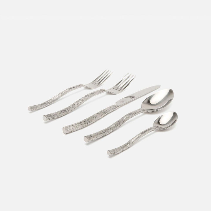 Danele Polished Silver Flatware 5-Piece Set: Knife Dinner Fork Salad Fork Soup Spoon Tea S