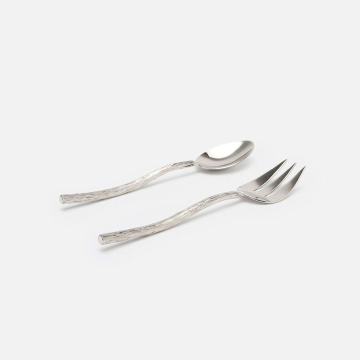 Danele Polished Silver Serving Set 2-Piece Set: Serving Spoon Serving Fork