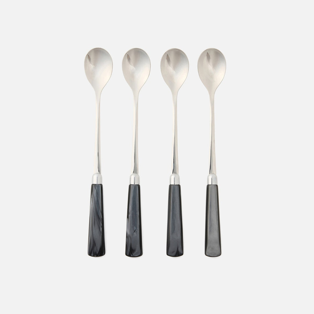 Colson Black/Polished Silver Cocktail Spoon Acrylic/Stainless Steel Pack/4