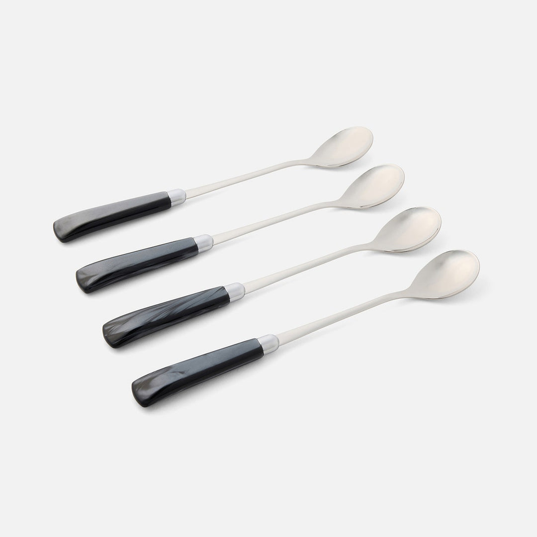 Colson Black/Polished Silver Cocktail Spoon Acrylic/Stainless Steel Pack/4