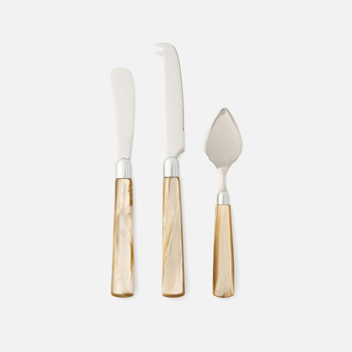Colson Champagne/Polished Silver Set Of 3 Cheese Knives Acrylic/Stainless Steel Boxed