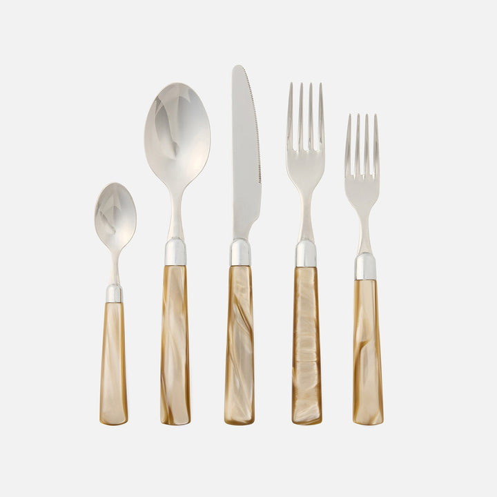 Colson Champagne/Polished Silver 5-Piece Set: Knife Dinner Fork Salad Fork Soup Spoon,Teaspoon
