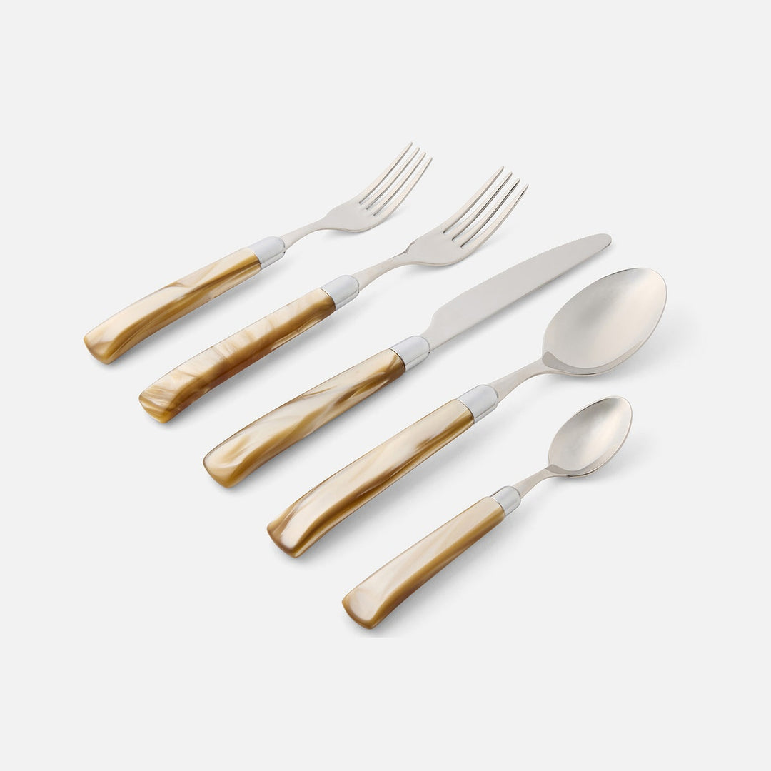 Colson Champagne/Polished Silver 5-Piece Set: Knife Dinner Fork Salad Fork Soup Spoon,Teaspoon