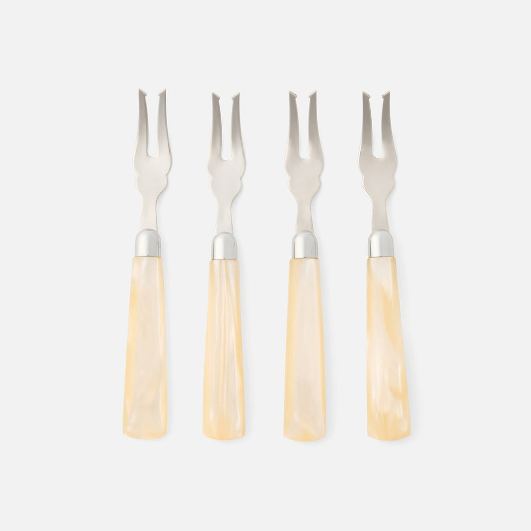 Colson Ivory/Polished Silver Appetizer Fork Acrylic/Stainless Steel Pack/4