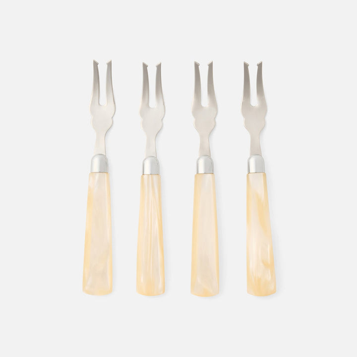 Colson Ivory/Polished Silver Appetizer Fork Acrylic/Stainless Steel Pack/4