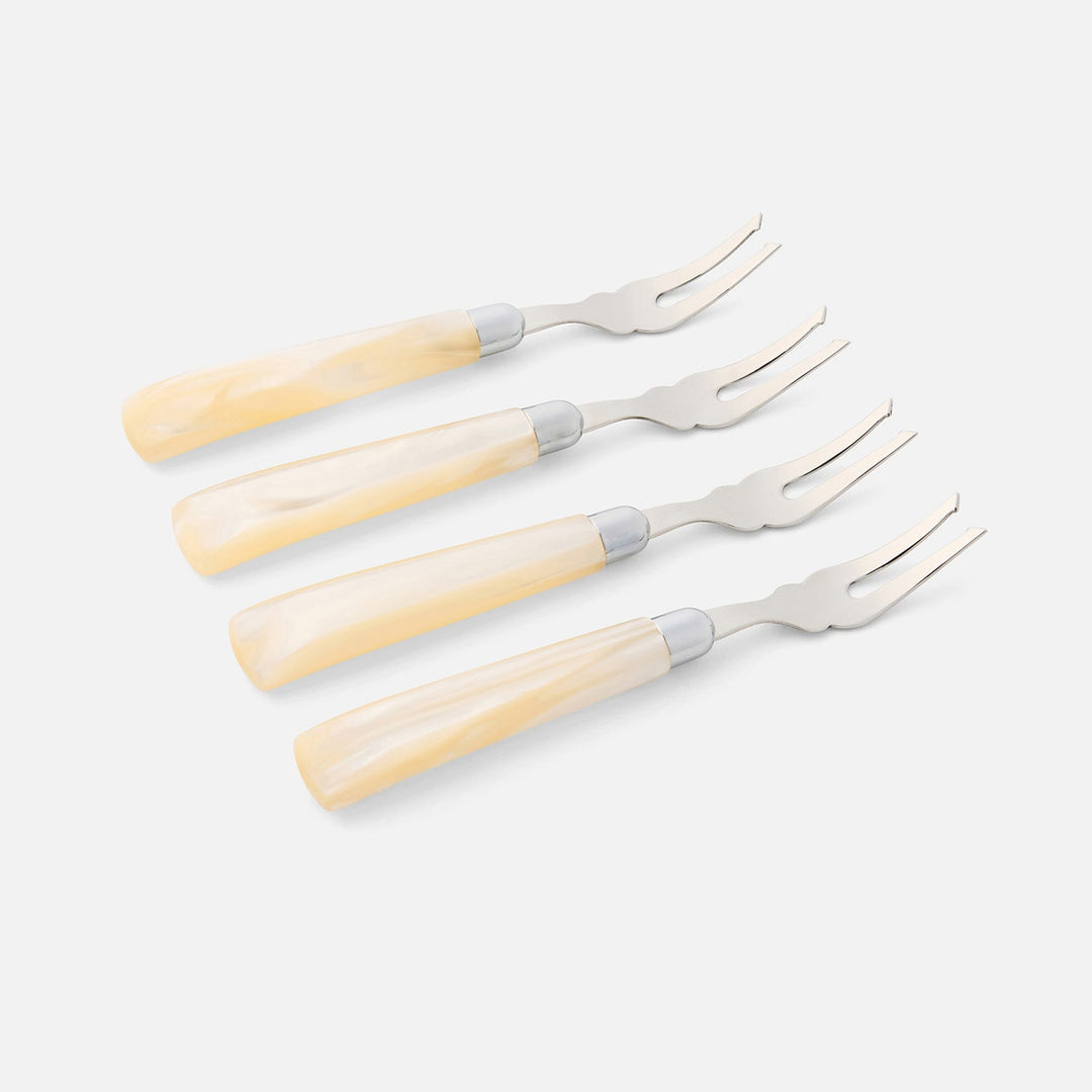 Colson Ivory/Polished Silver Appetizer Fork Acrylic/Stainless Steel Pack/4