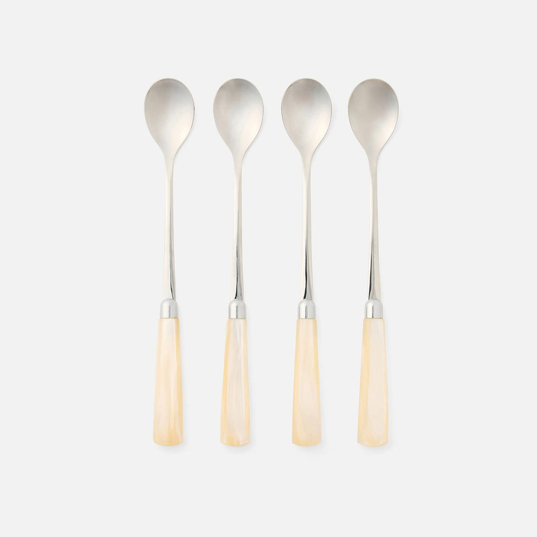 Colson Ivory/Polished Silver Cocktail Spoon Acrylic/Stainless Steel Pack/4