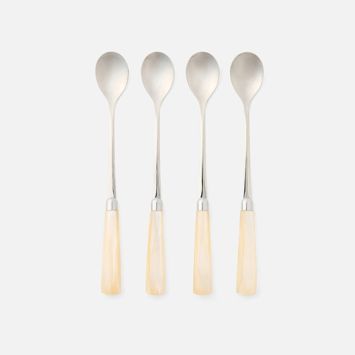 Colson Ivory/Polished Silver Cocktail Spoon Acrylic/Stainless Steel Pack/4
