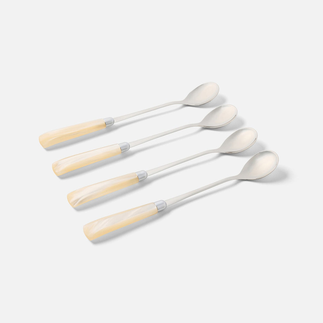 Colson Ivory/Polished Silver Cocktail Spoon Acrylic/Stainless Steel Pack/4