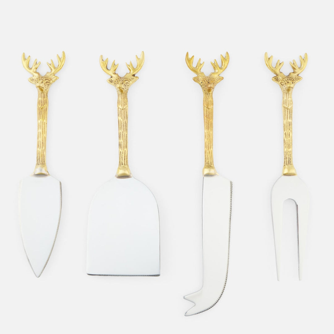 Dash Polished Silver/Gold Cheese Knives Stainless Steel/Brass Boxed Set Of 4