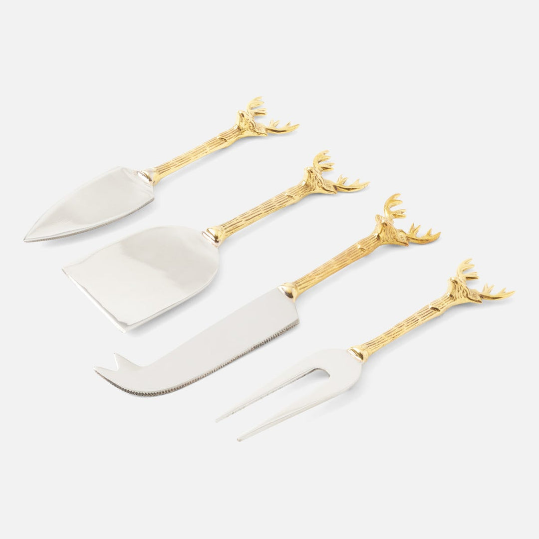 Dash Polished Silver/Gold Cheese Knives Stainless Steel/Brass Boxed Set Of 4