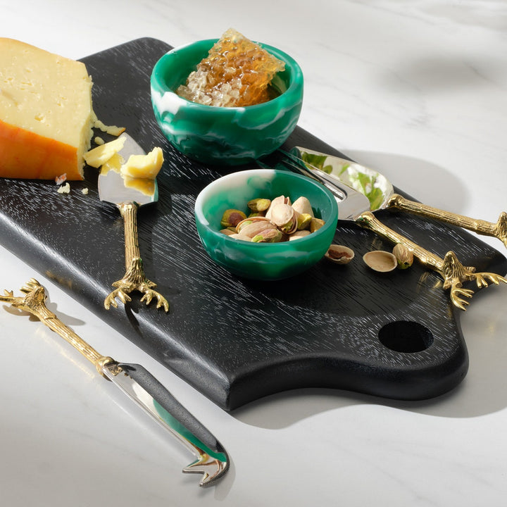 Dash Polished Silver/Gold Cheese Knives Stainless Steel/Brass Boxed Set Of 4