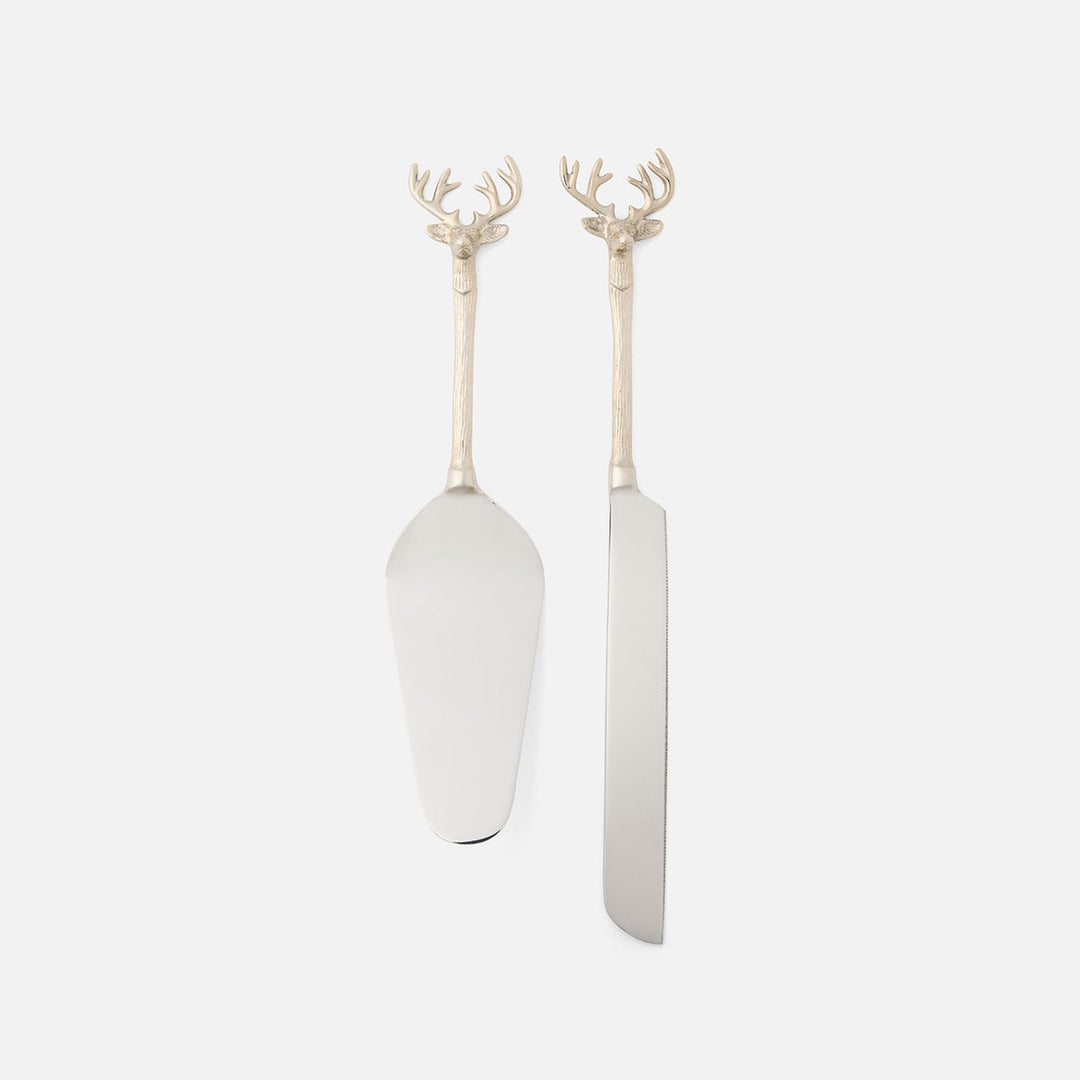 Dash Polished Silver 2-Piece Cake Serving Set Stainless Steel Boxed