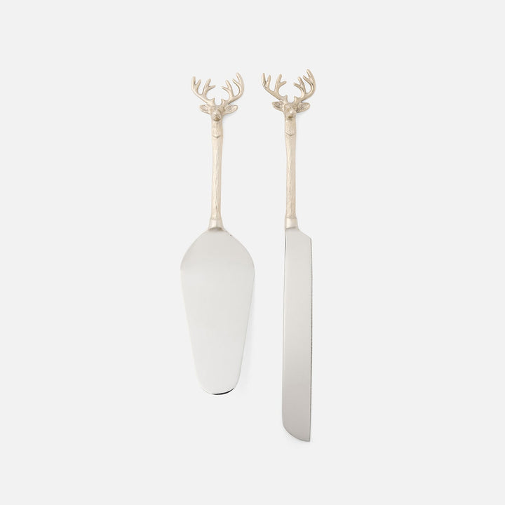 Dash Polished Silver 2-Piece Cake Serving Set Stainless Steel Boxed
