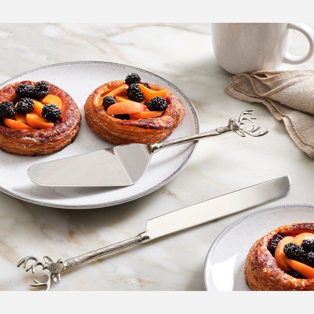 Dash Polished Silver 2-Piece Cake Serving Set Stainless Steel Boxed