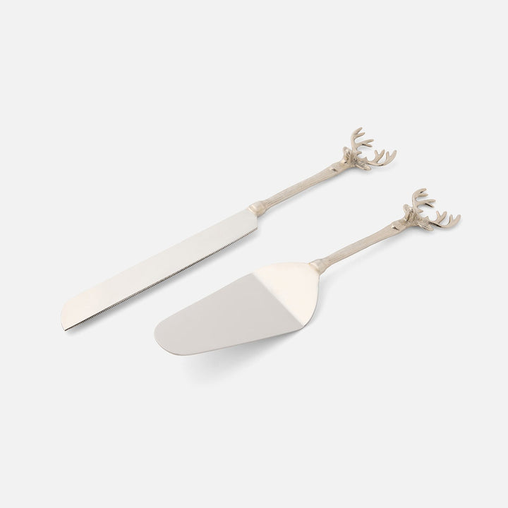 Dash Polished Silver 2-Piece Cake Serving Set Stainless Steel Boxed