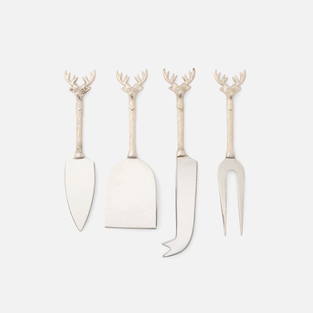 Dash Polished Silver Set Of 4 Cheese Knives Stainless Steel Boxed