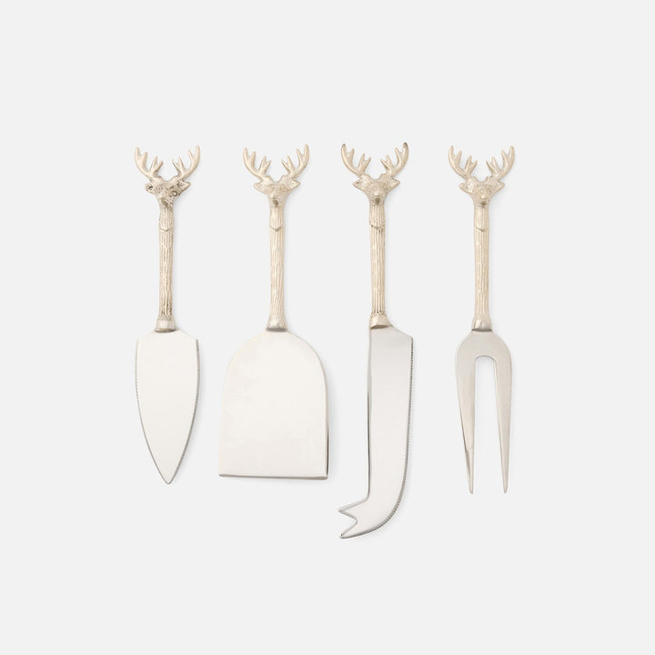 Dash Polished Silver Set Of 4 Cheese Knives Stainless Steel Boxed