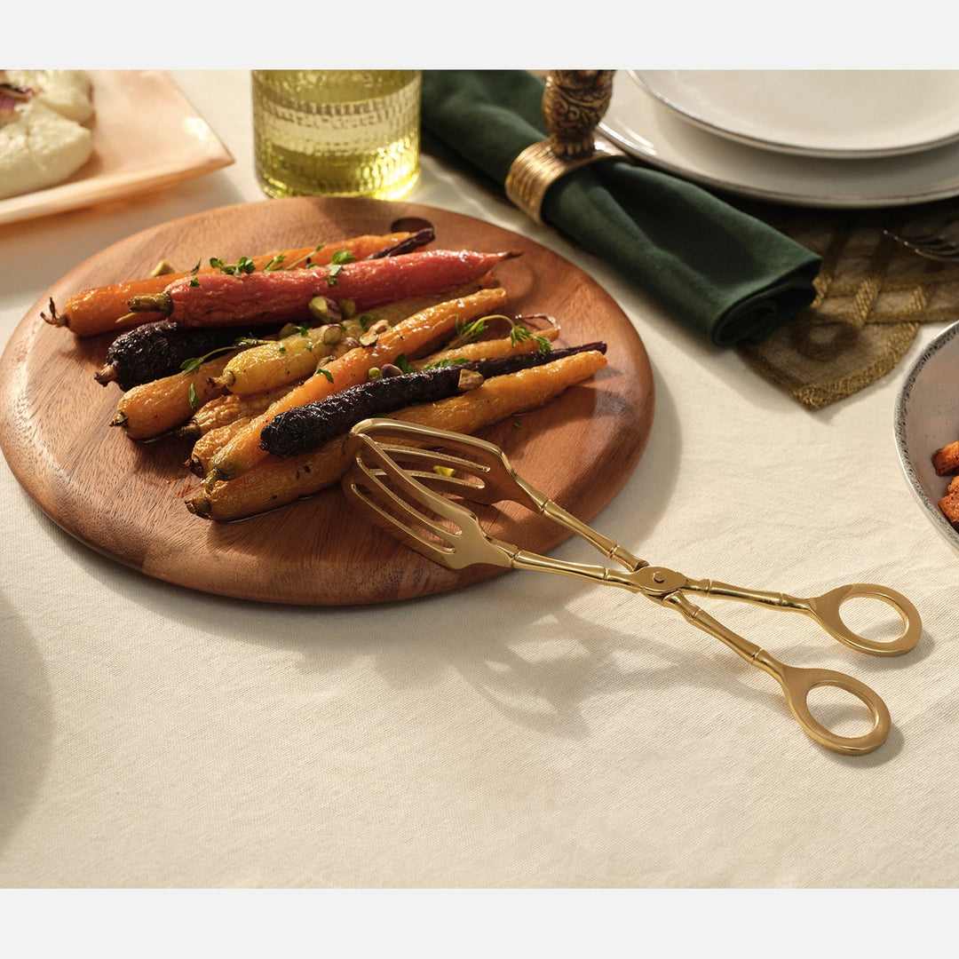 Kayla Polished Gold Serving Tongs Brass Pack/2 Boxed
