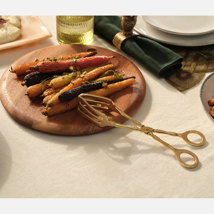 Kayla Polished Gold Serving Tongs Brass Pack/2 Boxed