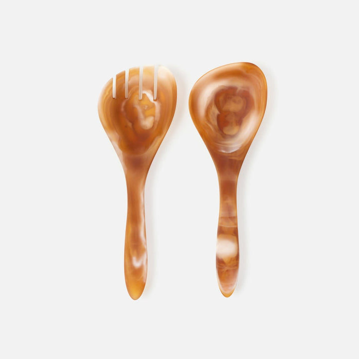 Laney Amber Swirled Serving Set 2-Piece Set: Serving Spoon Serving Fork