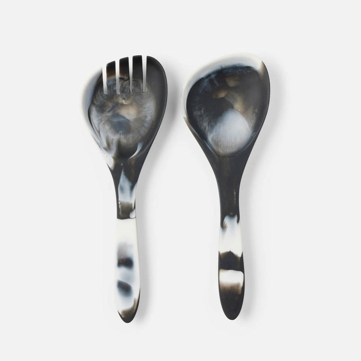 Laney Black Swirled Serving Set 2-Piece Set: Serving Spoon Serving Fork