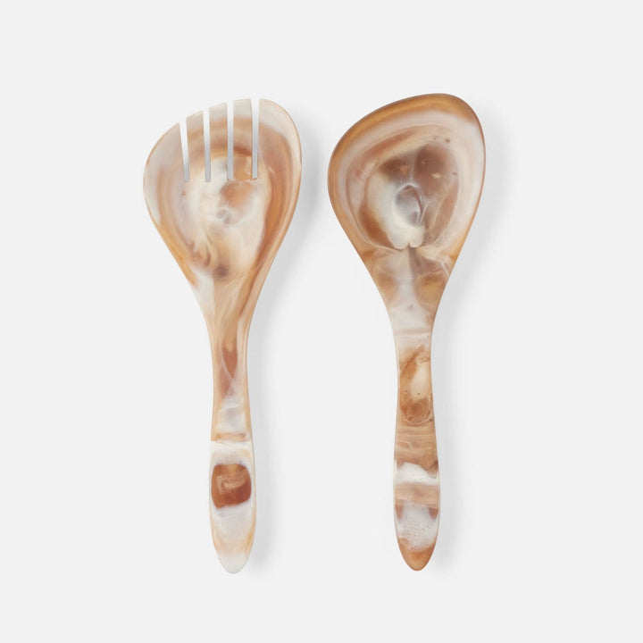 Laney Brown Swirled Serving Set 2-Piece Set: Serving Spoon Serving Fork
