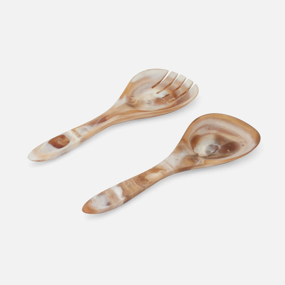 Laney Brown Swirled Serving Set 2-Piece Set: Serving Spoon Serving Fork