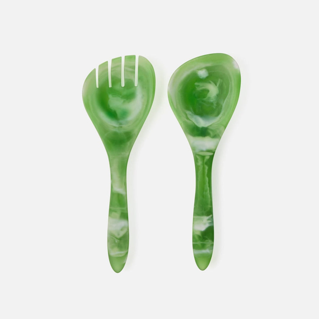 Laney Green Swirled Serving Set 2-Piece Set: Serving Spoon Serving Fork