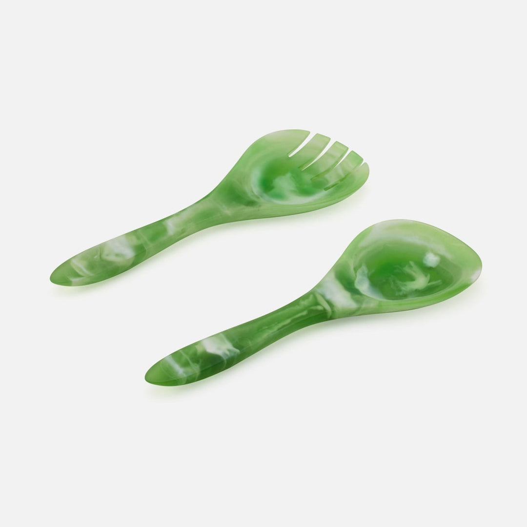 Laney Green Swirled Serving Set 2-Piece Set: Serving Spoon Serving Fork