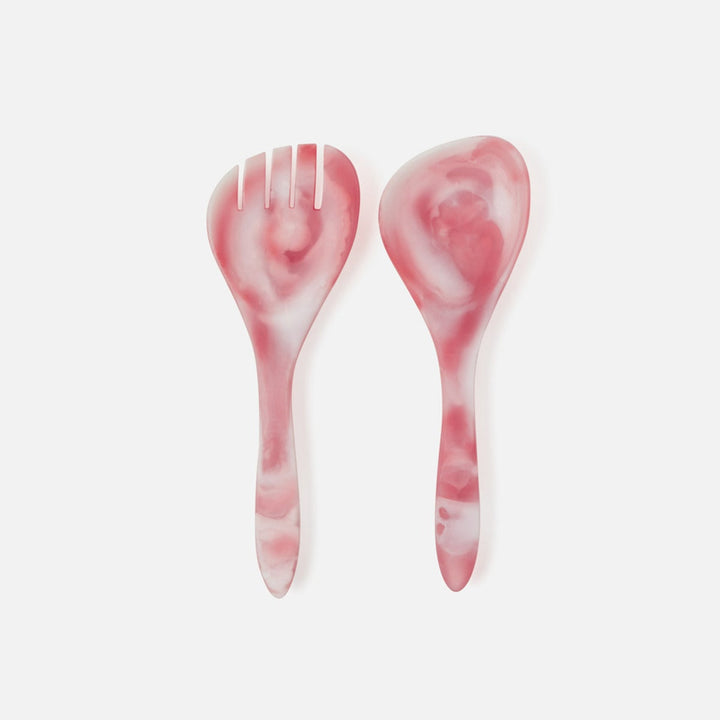 Laney Pink Swirled Serving Set 2-Piece Set: Serving Spoon Serving Fork