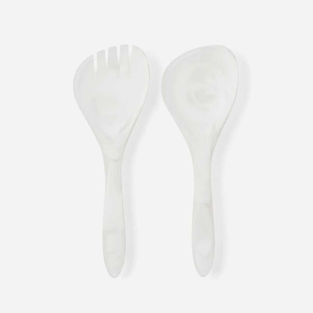 Laney White Swirled Serving Set 2-Piece Set: Serving Spoon Serving Fork
