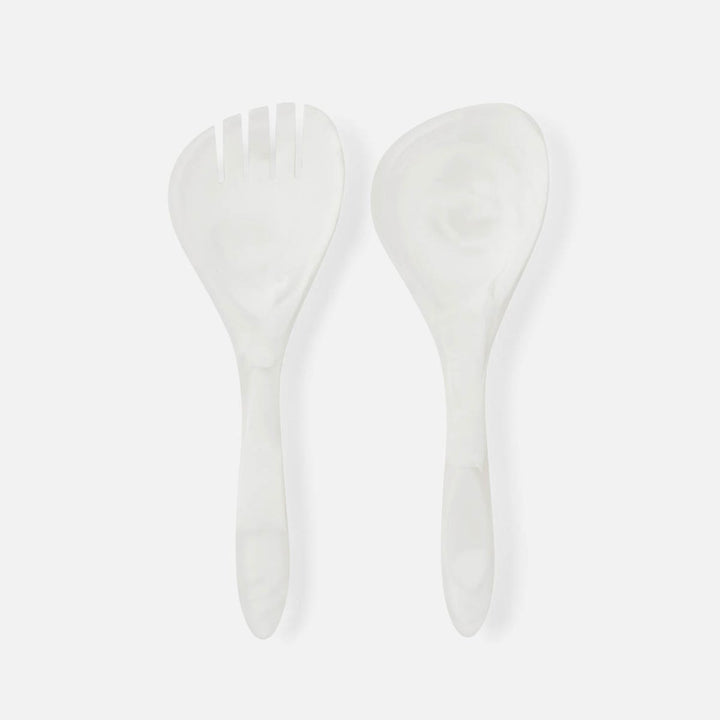 Laney White Swirled Serving Set 2-Piece Set: Serving Spoon Serving Fork